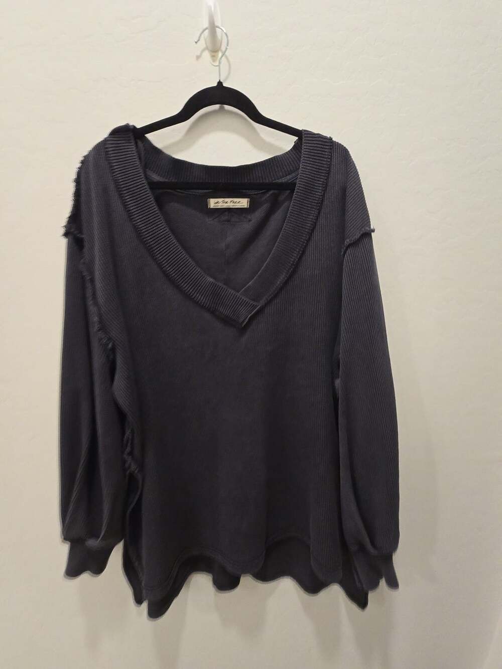 We The Free Asher Thermal Knit Top Size Medium Black